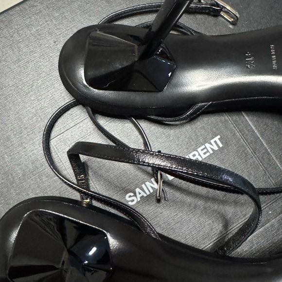 Saint Laurent Sleek Black Ankle Strap Heels - Picture 4 of 4